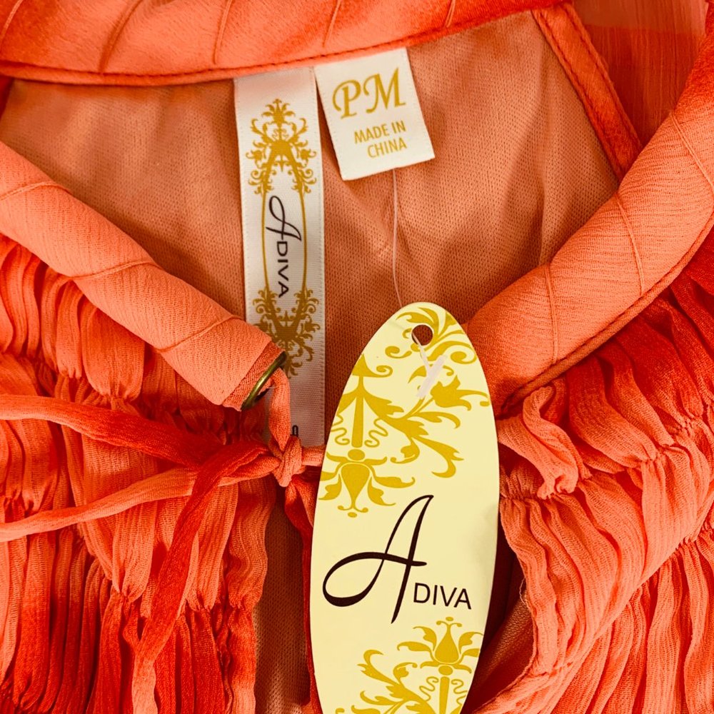 Adiva Women'a Sleeveless Orange Top Petite Medium - Picture 8 of 8